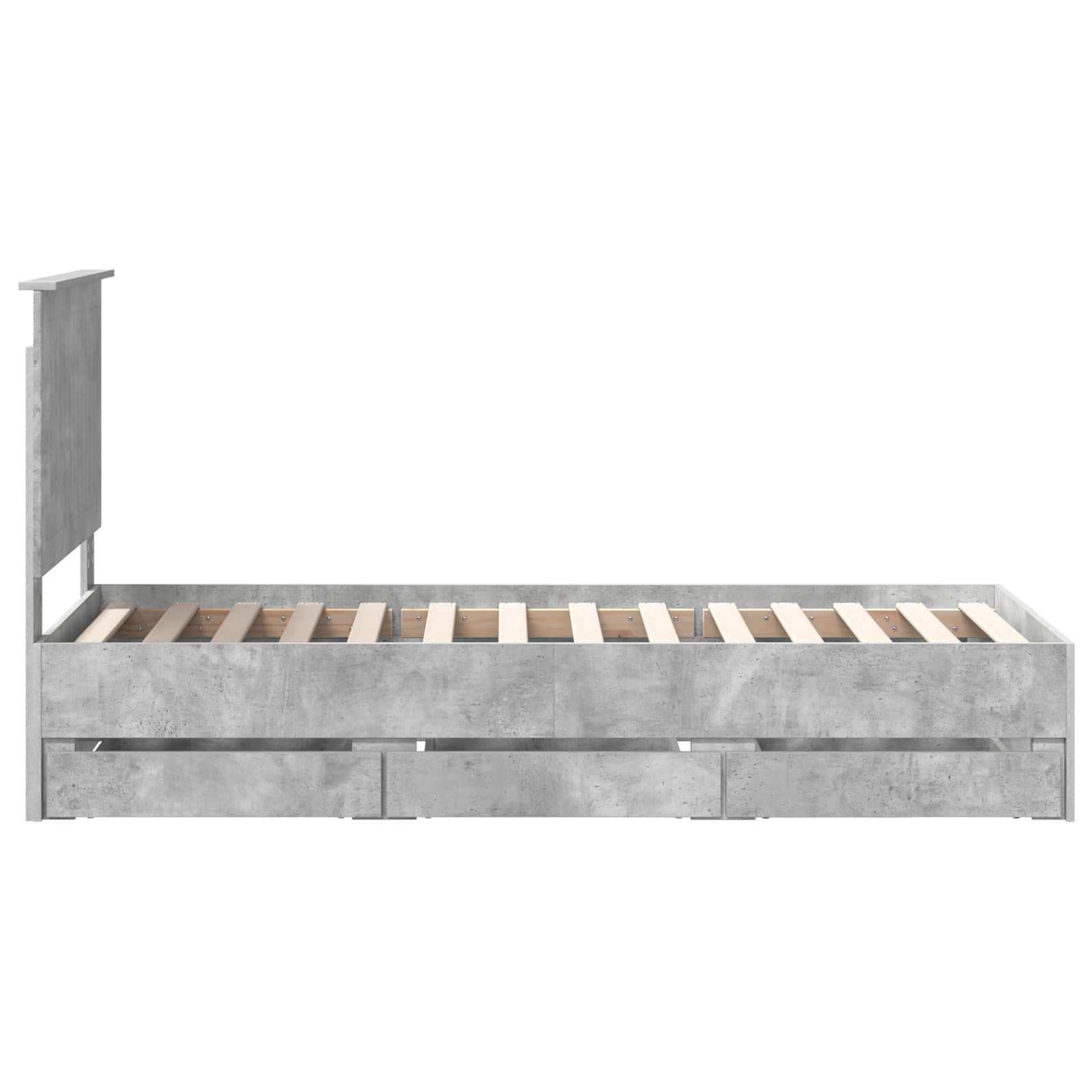 Cadre de lit avec tiroir gris béton 75 x 190 cm en panneau de bois - 9