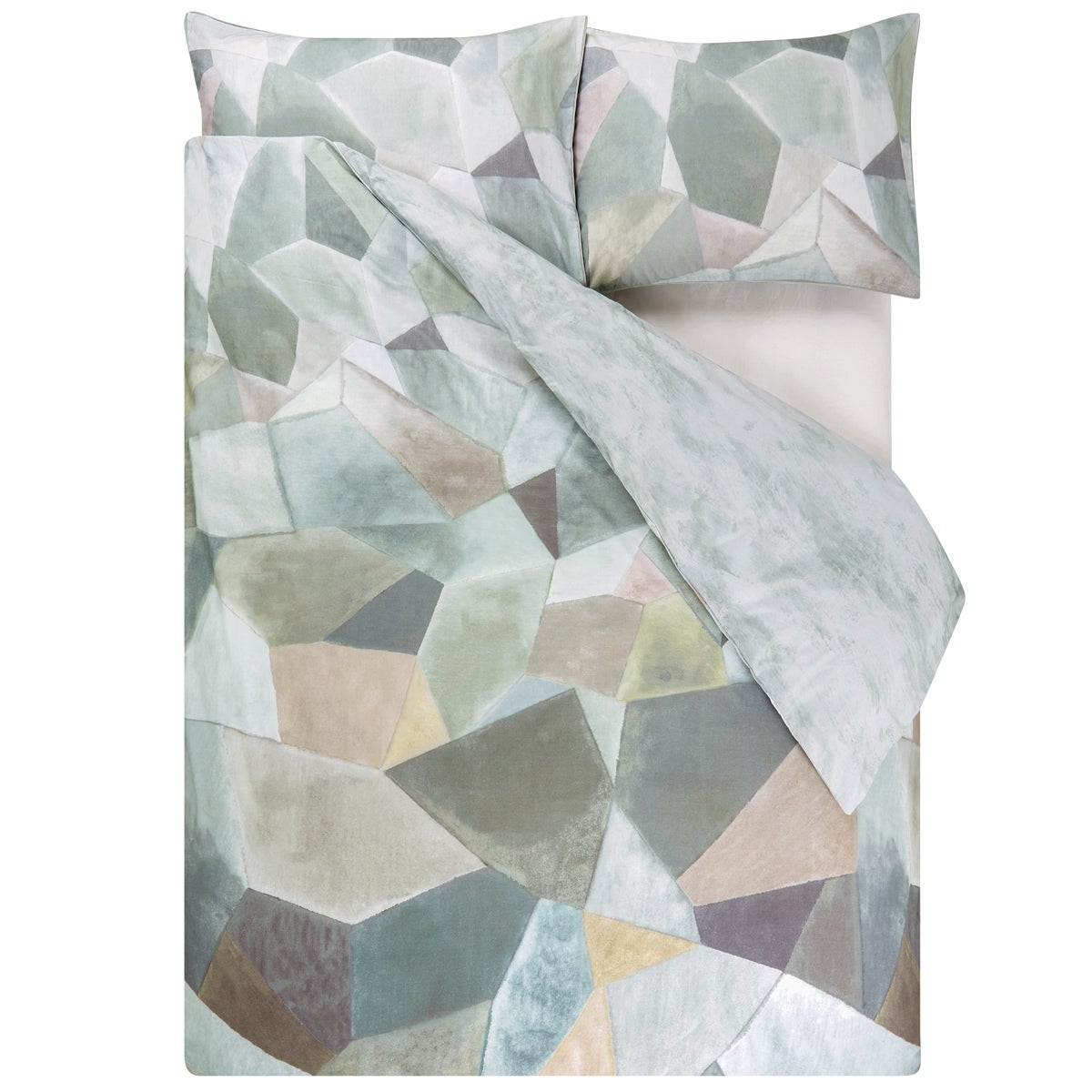 Housse de couette imprimée en percale de coton, Geo Moderne Pewter - 2