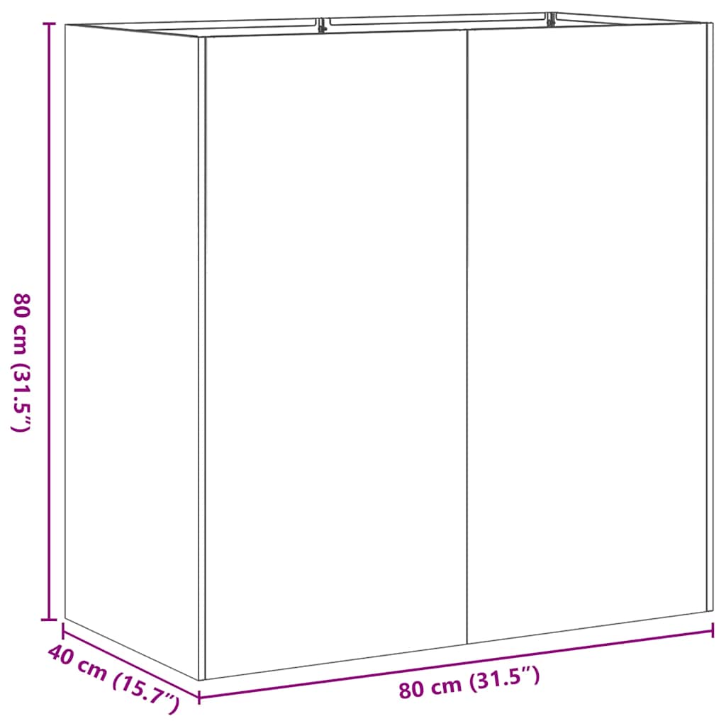 Jardinière，Pot de Fleurs anthracite 80x40x80 cm acier laminé à froid CFW66590 - 9