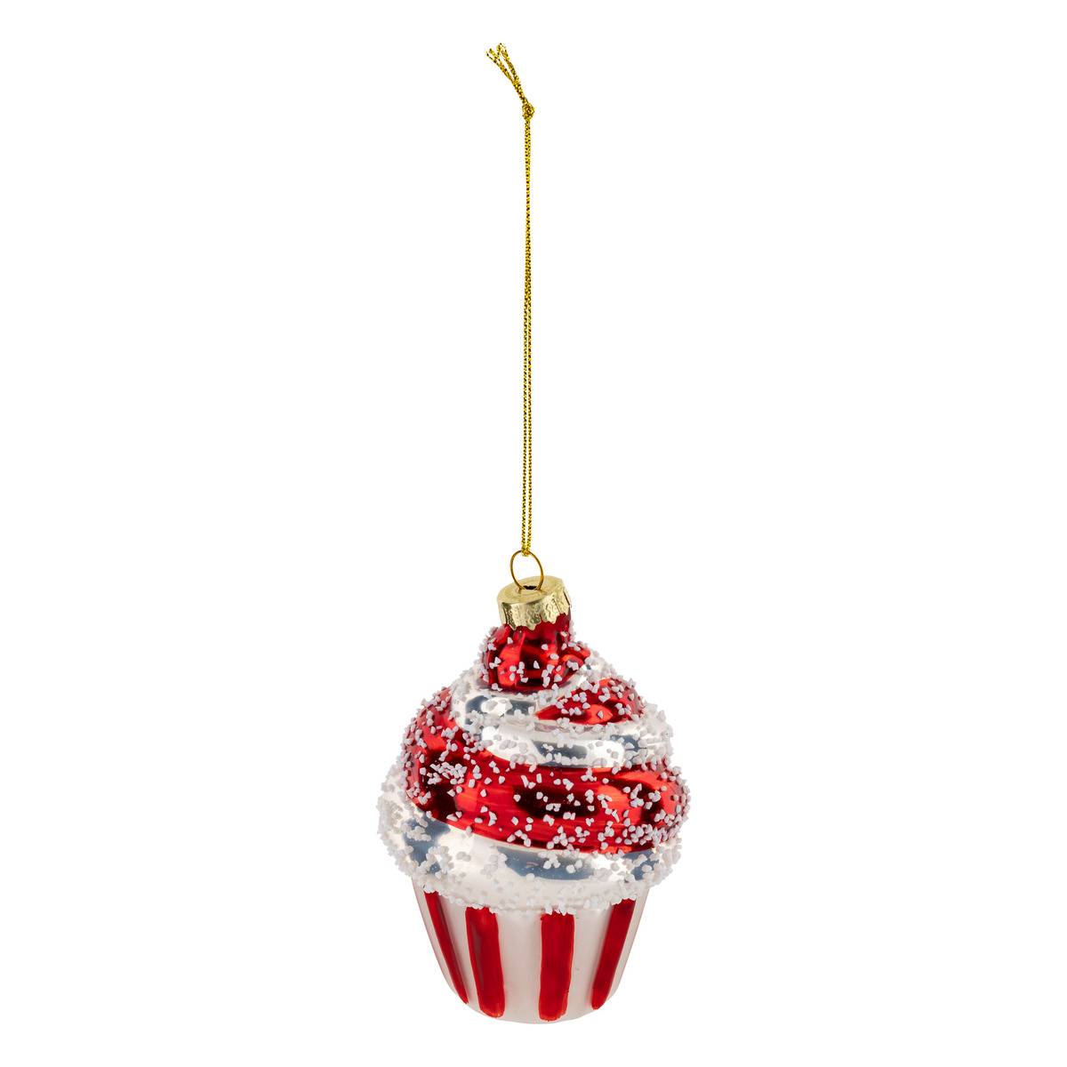 Bombki Choinkowe Babeczka Atmosphera Czerwony Szkło 6x9 cm 6 szt.