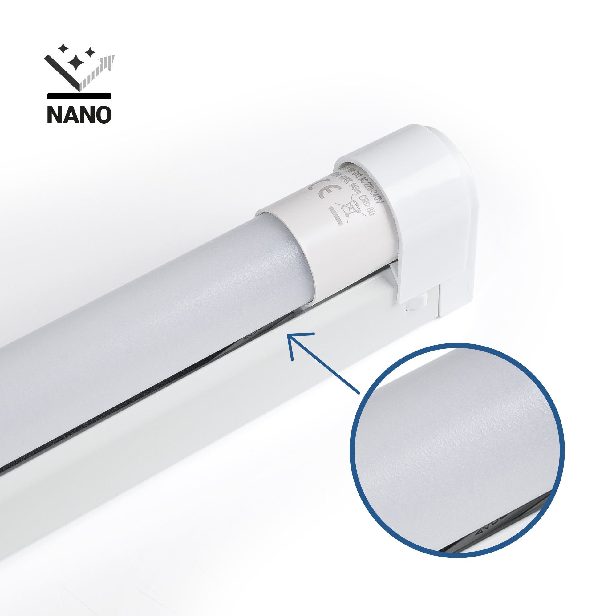 Kit reglette + tubo LED T8 - 9W - 60cm - Bianco Neutro - 4