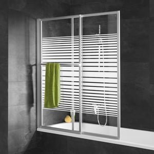 Schulte pare-baignoire, 70 - 118x140 cm, paroi de baignoire extensible, écran de baignoire coulissant, verre 3 mm, bandes transversales, alu-argenté