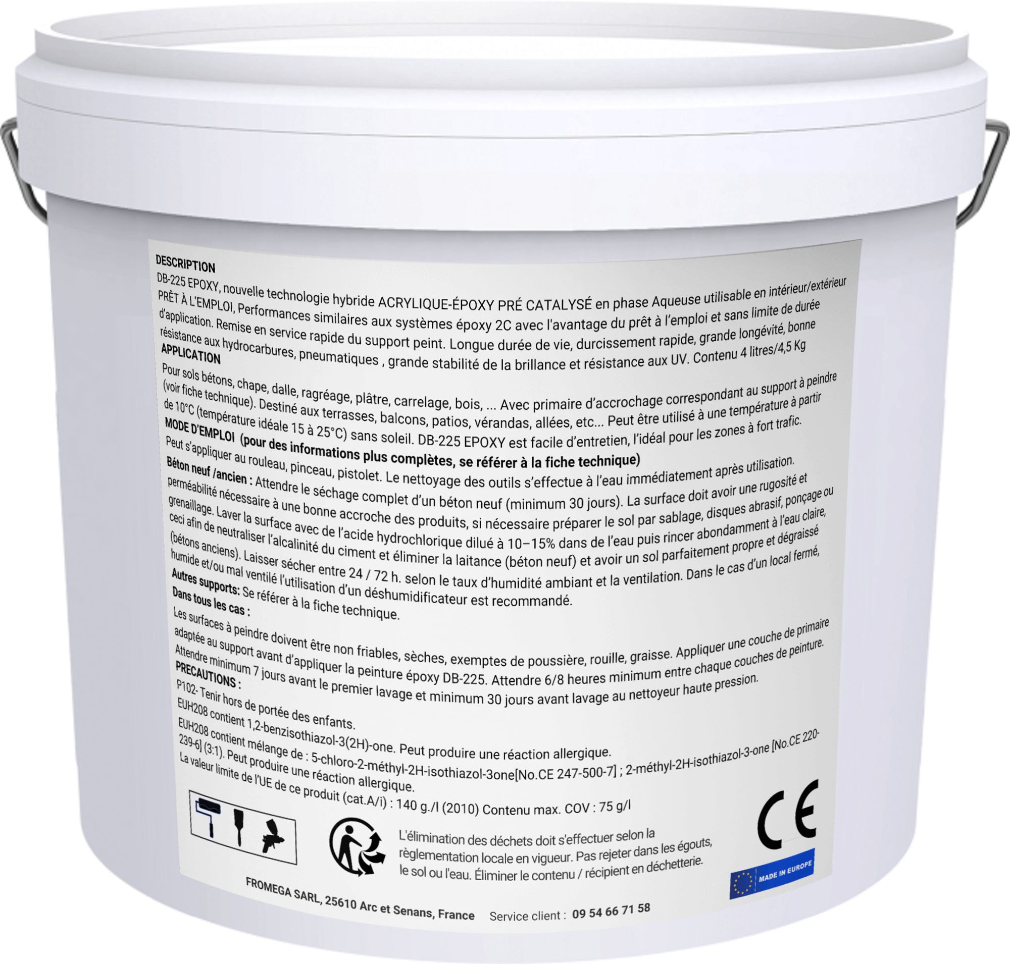 RESINE EPOXY Extérieur Terrasse Haute résistance - Gris 9KG (60 à 80m²) Prêt à l'emploi - Peinture sol béton DB-225 - 6