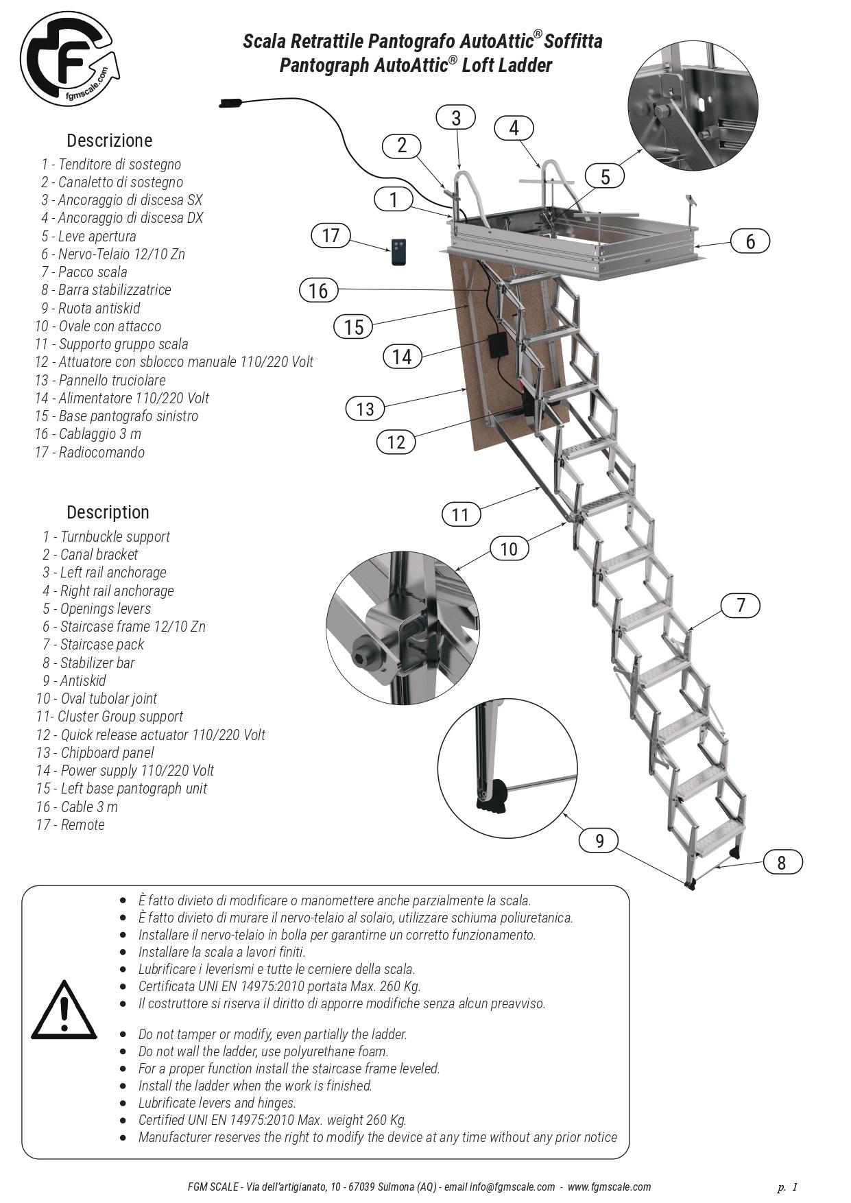 FGM SCALE - Échelle rétractable motorisée AutoAttic® Grenier | Étape côté 50 | Mesure 50x130 H=270-300 cm - 2