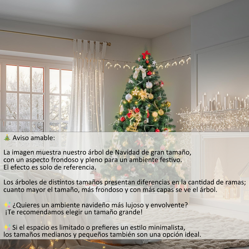 KingnetStore - Árbol de Navidad con Puntas Blancas, Piñas y Bayas Rojas, Ideal para Decoración Festiva, +2 Gorros (180 CM - 700 Ramas, Base Metálico) - 7