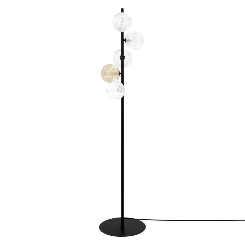 Lampa stojąca kule wokół sticka SATURNO czarno-bursztynowa 5xG9x10W metal wym:150x36x36cm IP20 Kaja