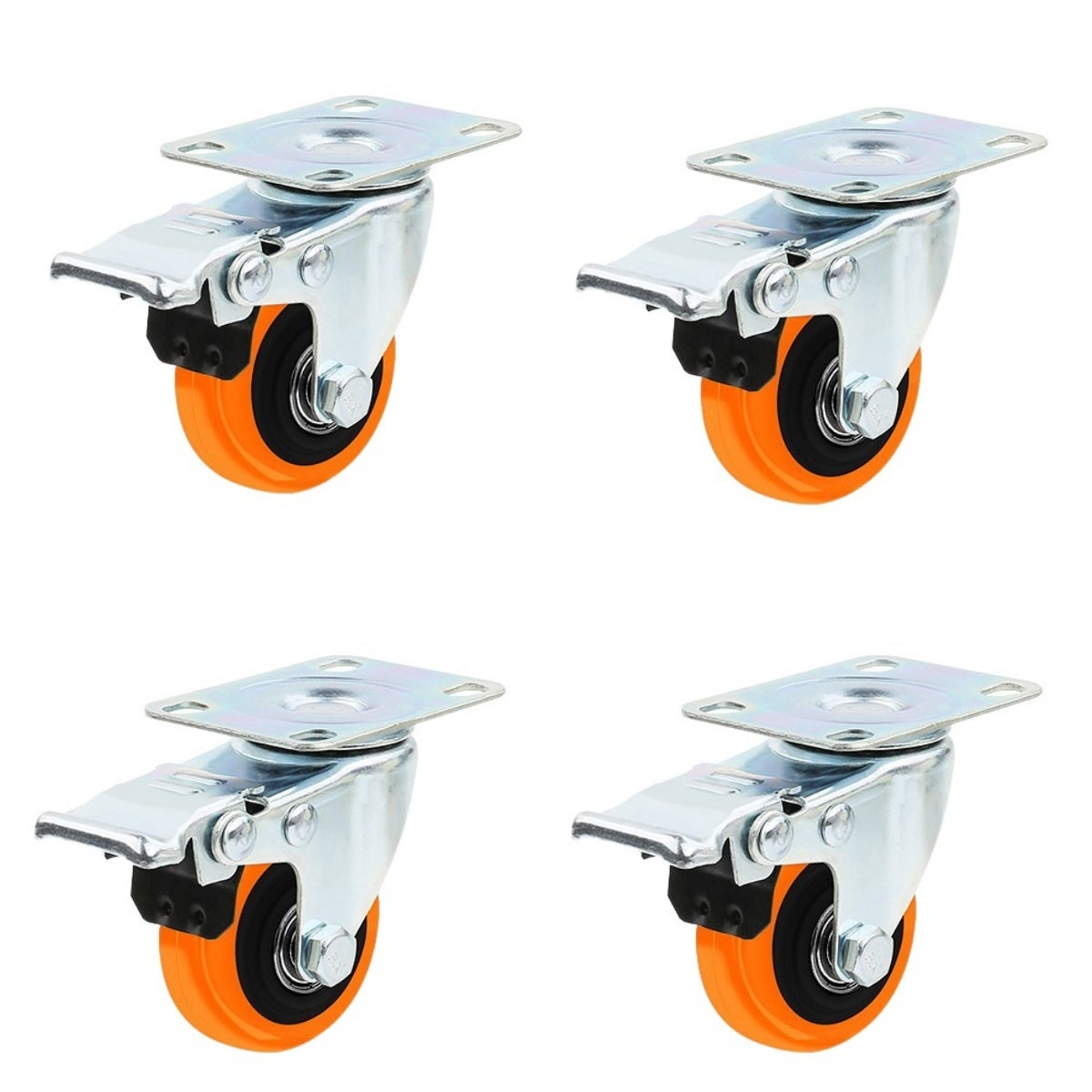 SET 4 Ruota Gomma Ricambio Rotella Girevole Per Carrello Mobili Moc Con Freno - Foto 3