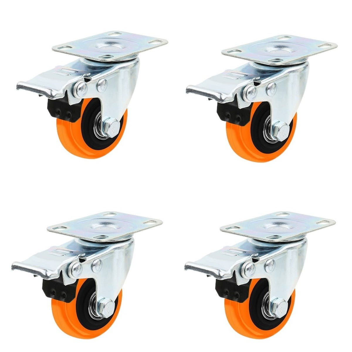 SET 4 Ruota Gomma Ricambio Rotella Girevole Per Carrello Mobili Moc Con Freno - Foto 3