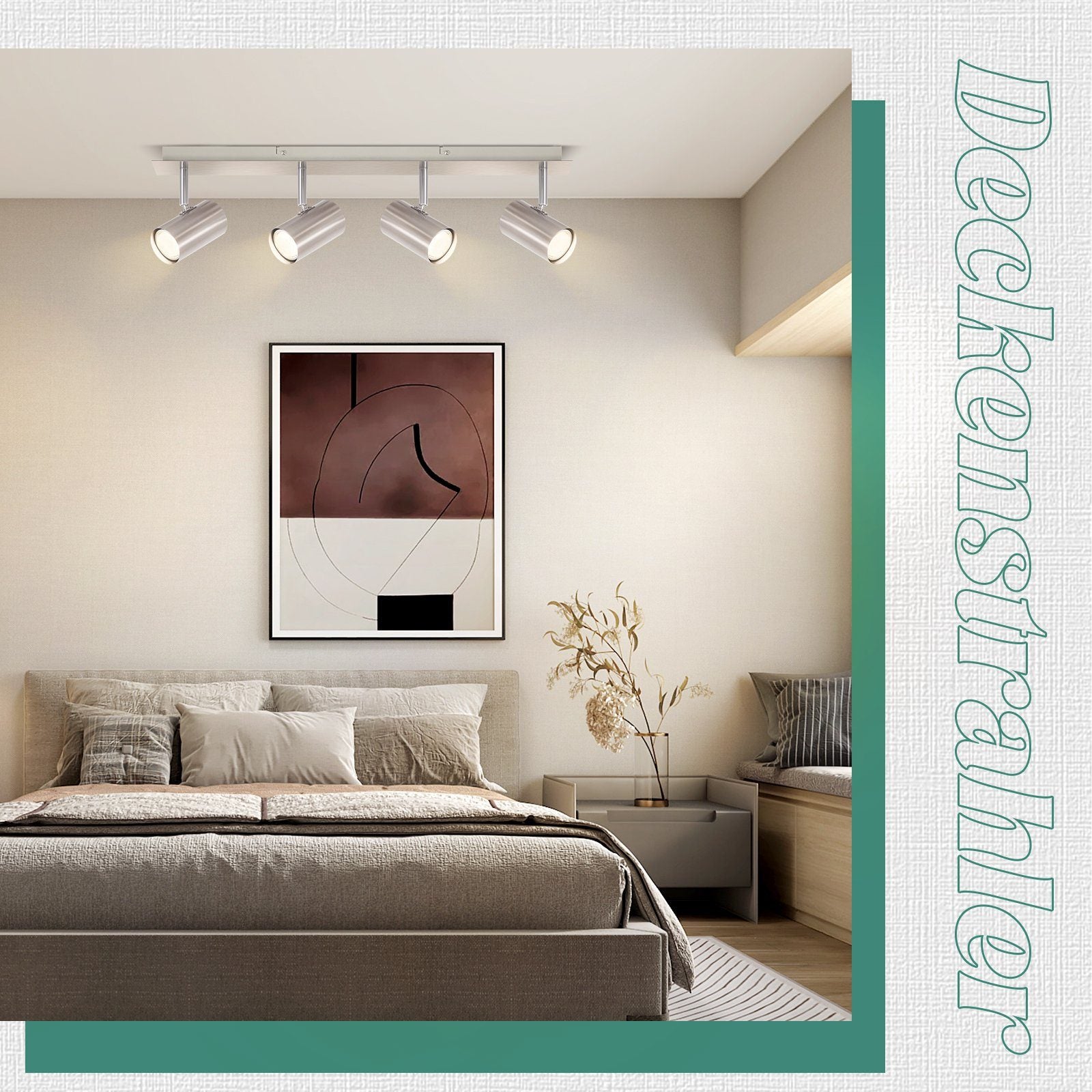 NETTLIFE 4 focos de techo GU10 en metal níquel, giratorio 330° para salón, , dormitorio, lámpara de moderna sin bombilla - 8