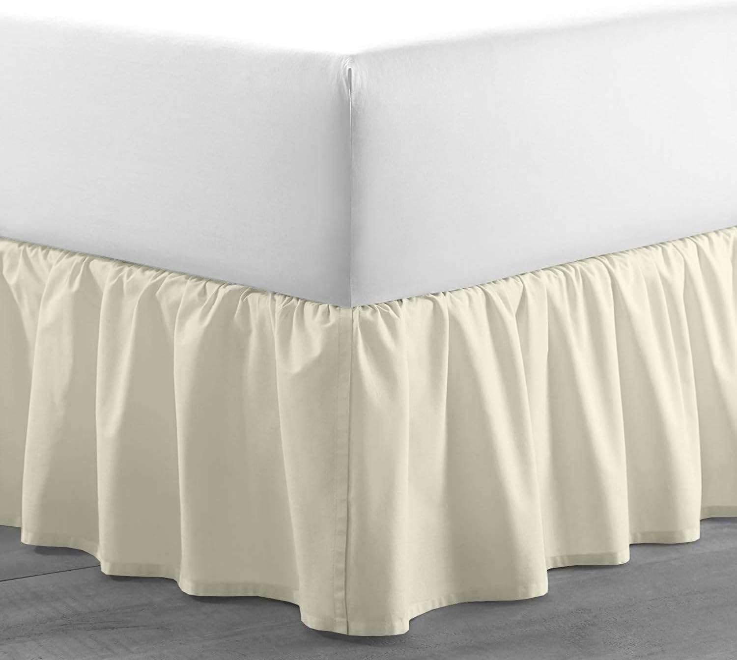 Cache-sommier à volants, cache-sommier, cache-sommier en polyester, cache-sommier à trois côtés (beige, 100 x 200 cm - hauteur 38 cm) - 5