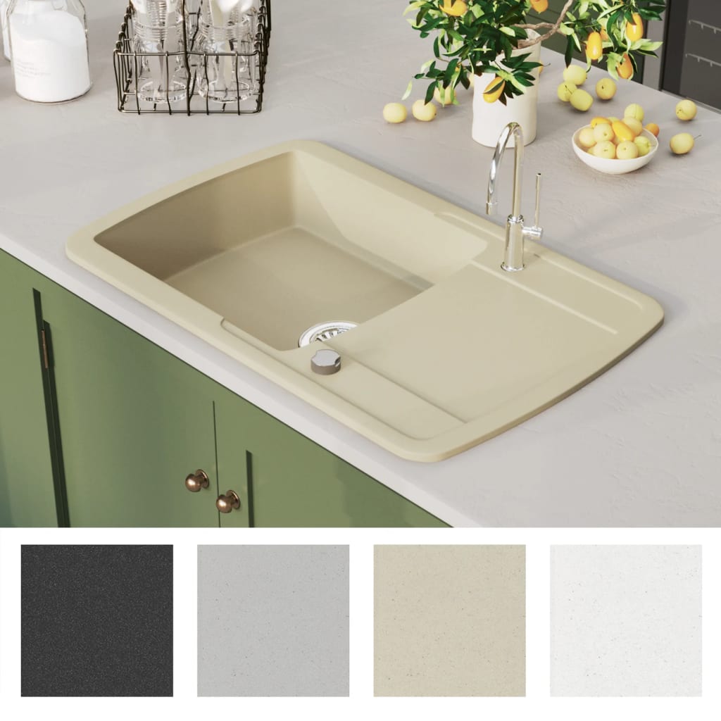Maison Exclusive - Lavello da Cucina in Granito Vasca Singola Beige - 7