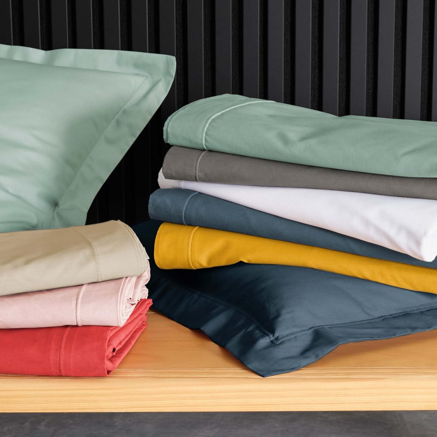 Drap plat 1 pers 180x290 cm percale uni 78 fils percaline +p. bourdon Terracotta - 3