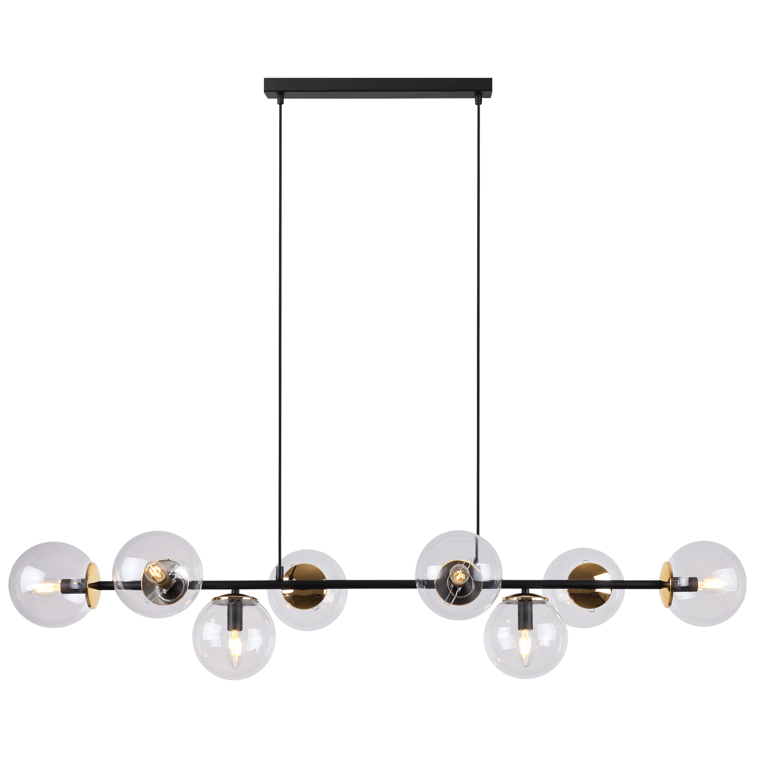 Lampa sufitowa wisząca Siena czarna modern 8xE14 klosz kula bezbarwny/złoty Light Home LH