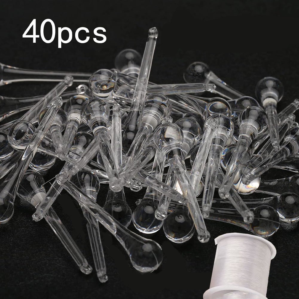 40 peças de decoração para árvore de Natal, pingente de gota de sorvete, decorações de acrílico para árvore de Natal, pingente - 6