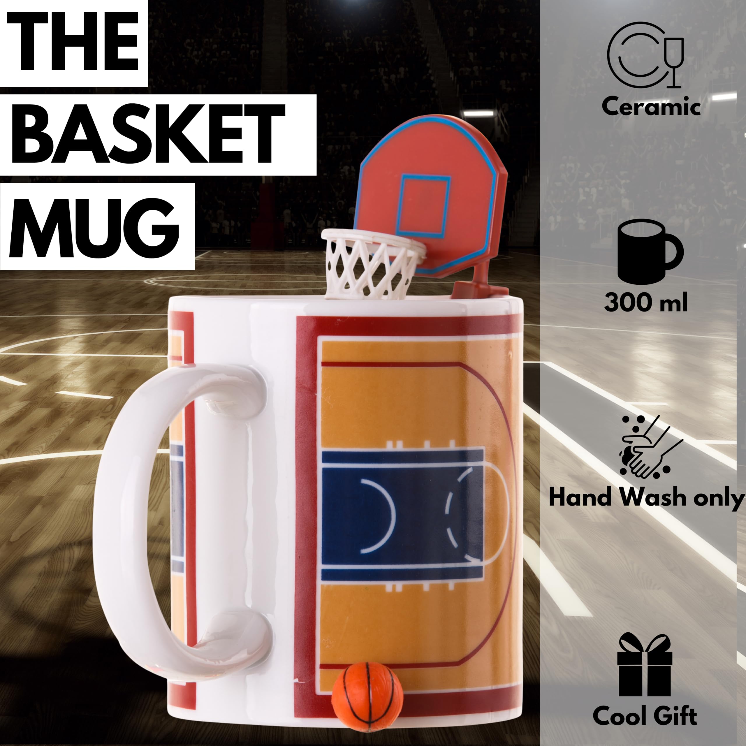 Tazza Da Caffè Con Motivo Basket – Regalo Per Giocatori E Appassionati, 330 Ml, Stampata A Mano In Germania
