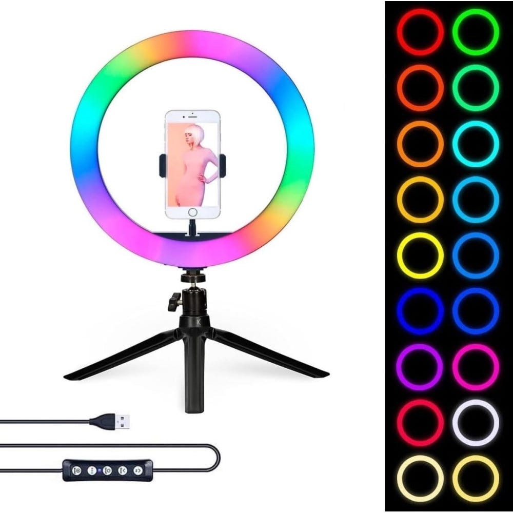 Aro de luz de 26cm de diámetro Led de Colores con Soporte