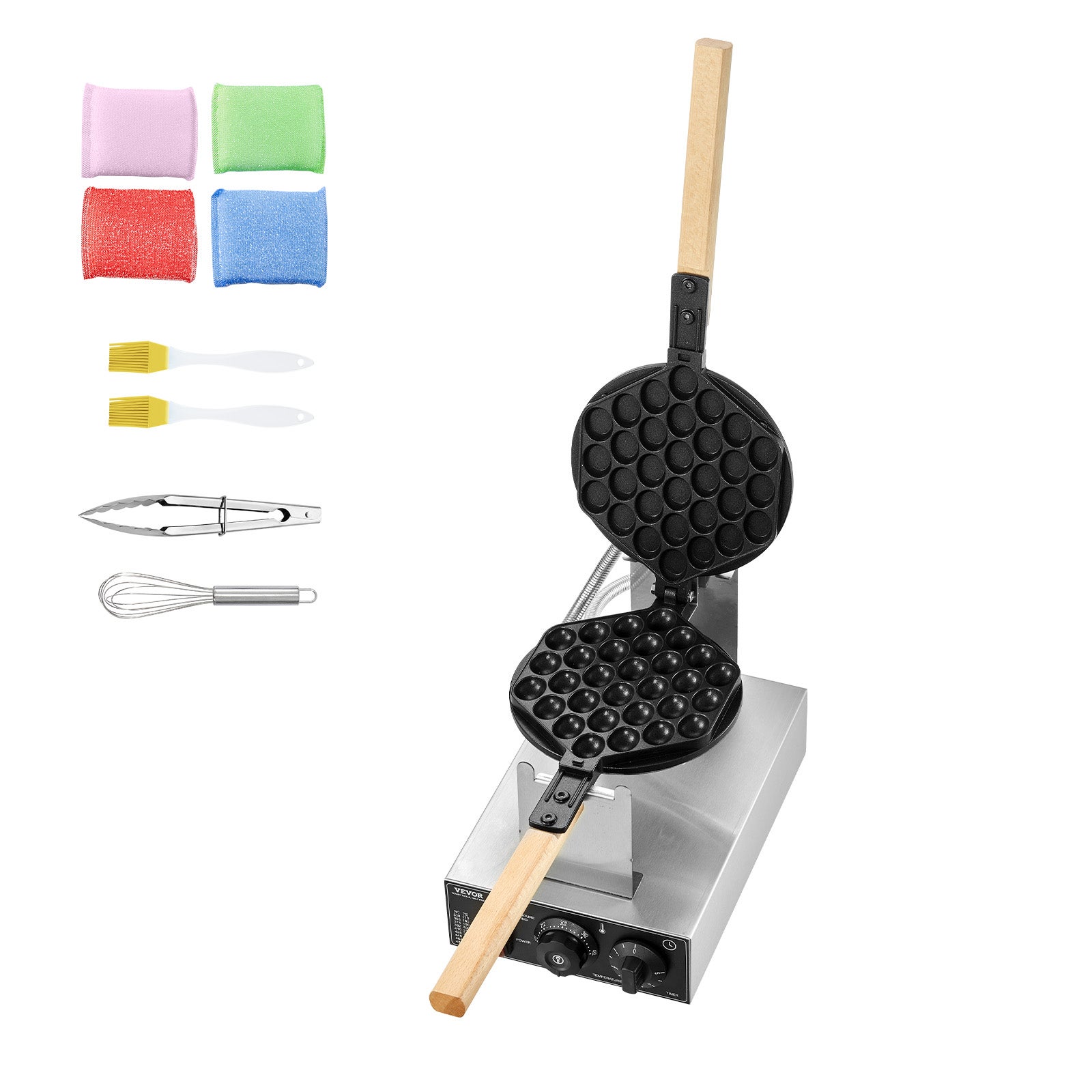 Gaufrier professionnel 1400 W,VEVOR inox,antiadhésif,rotation 180°,avec contrôle de la température et du temps,adapté aux restaurants - 9