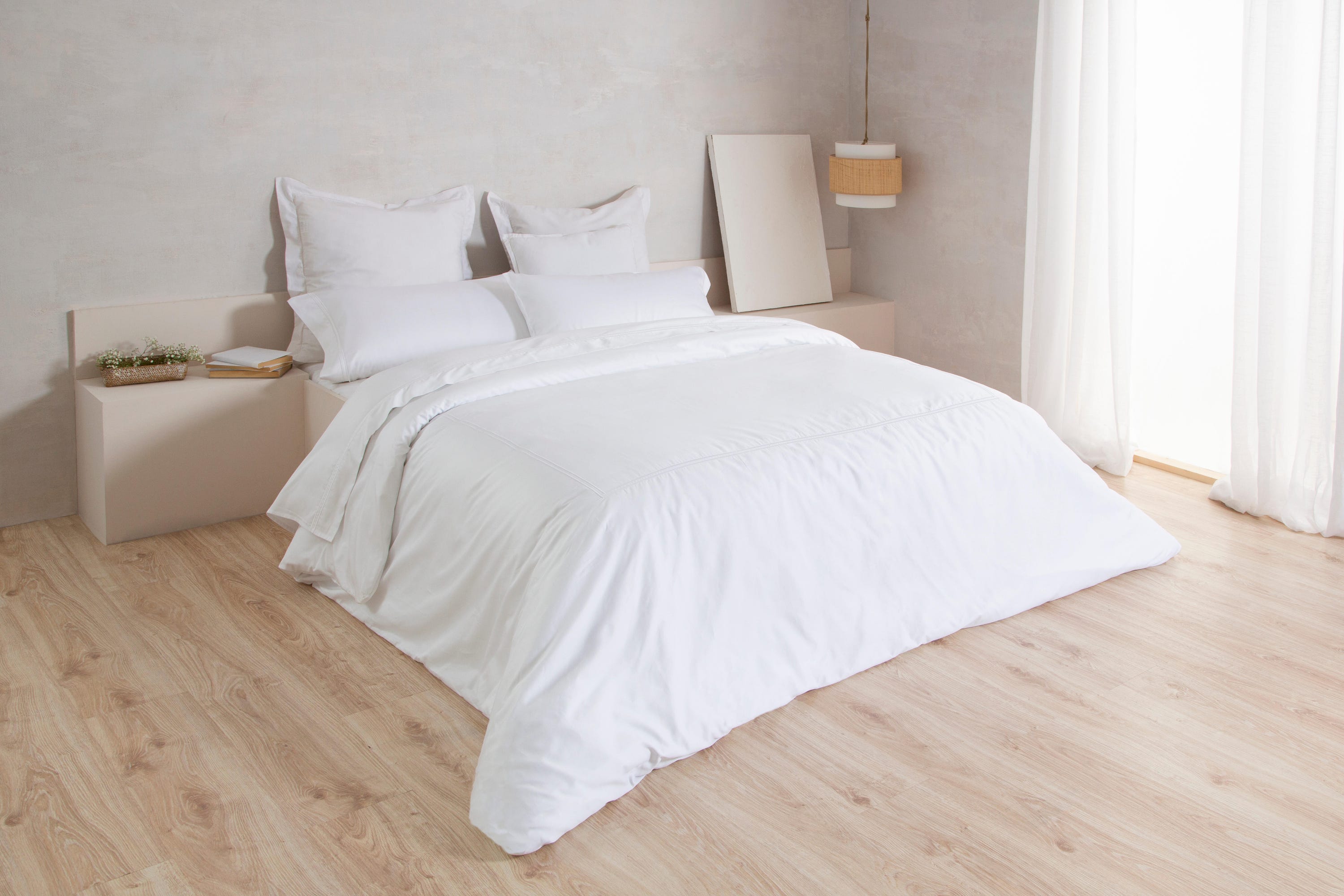 Lençol de cima Bordón INSPIRE algodão 400 fios branco cama 150 cm - 5