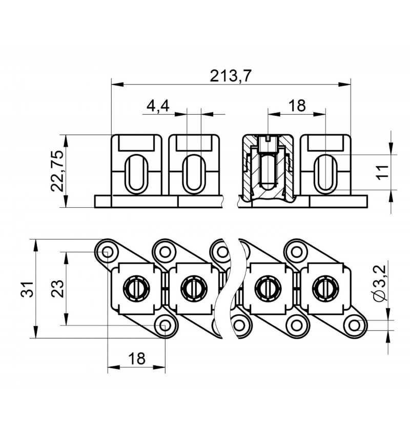 Barra di connessione HPS 12P 2x10mm² in poliammide - TEKOX - 2