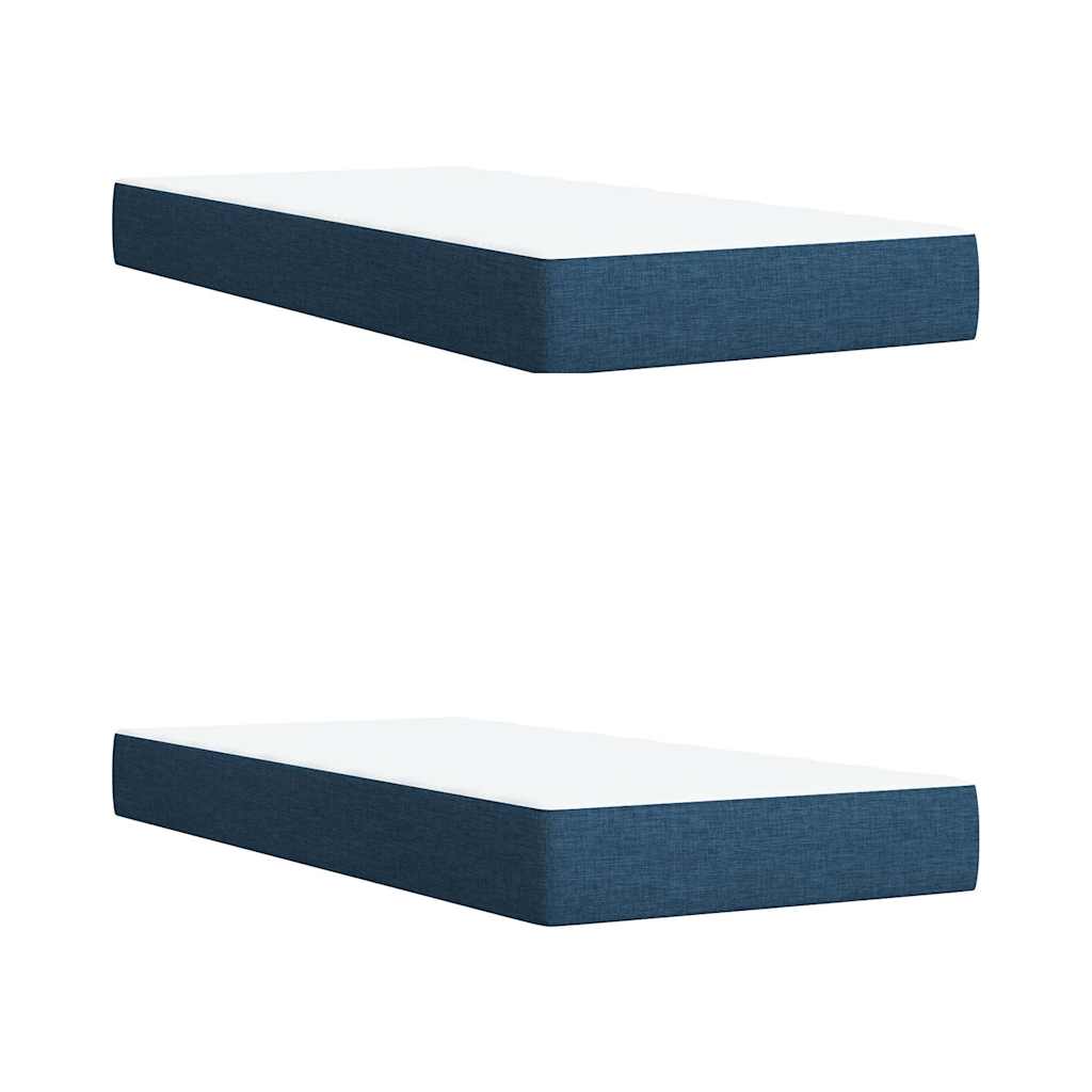 Maison Exclusive - Sommier à lattes de lit avec matelas Bleu 200x200 cm Tissu - 9