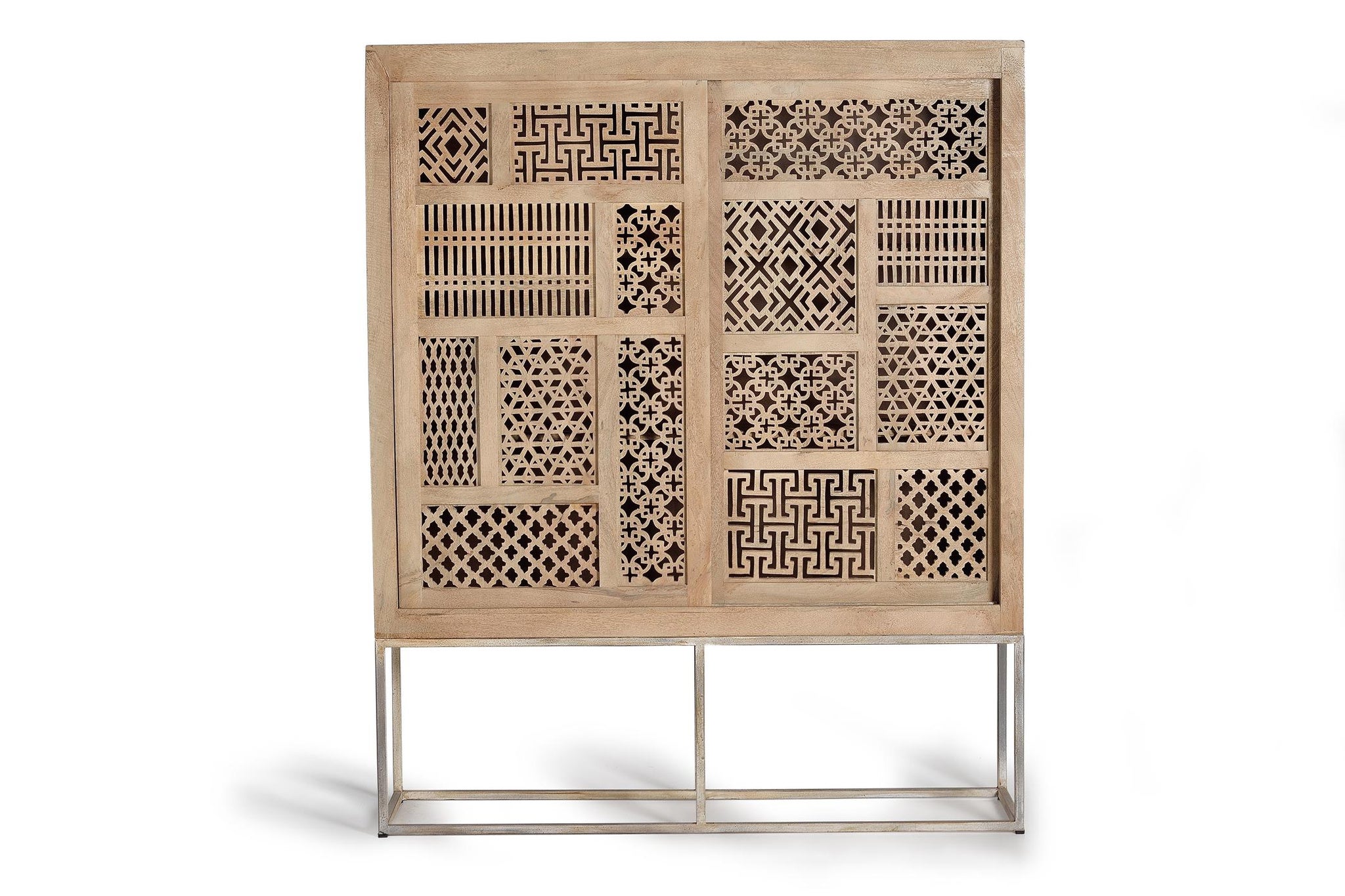 Komoda z drewna mango 140 cm, styl boho, rzeźbiona, 170x140x40 GYC