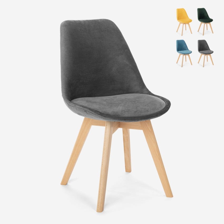 Chaise de cuisine en bois design scandinave avec coussin Dolphin Lux ...