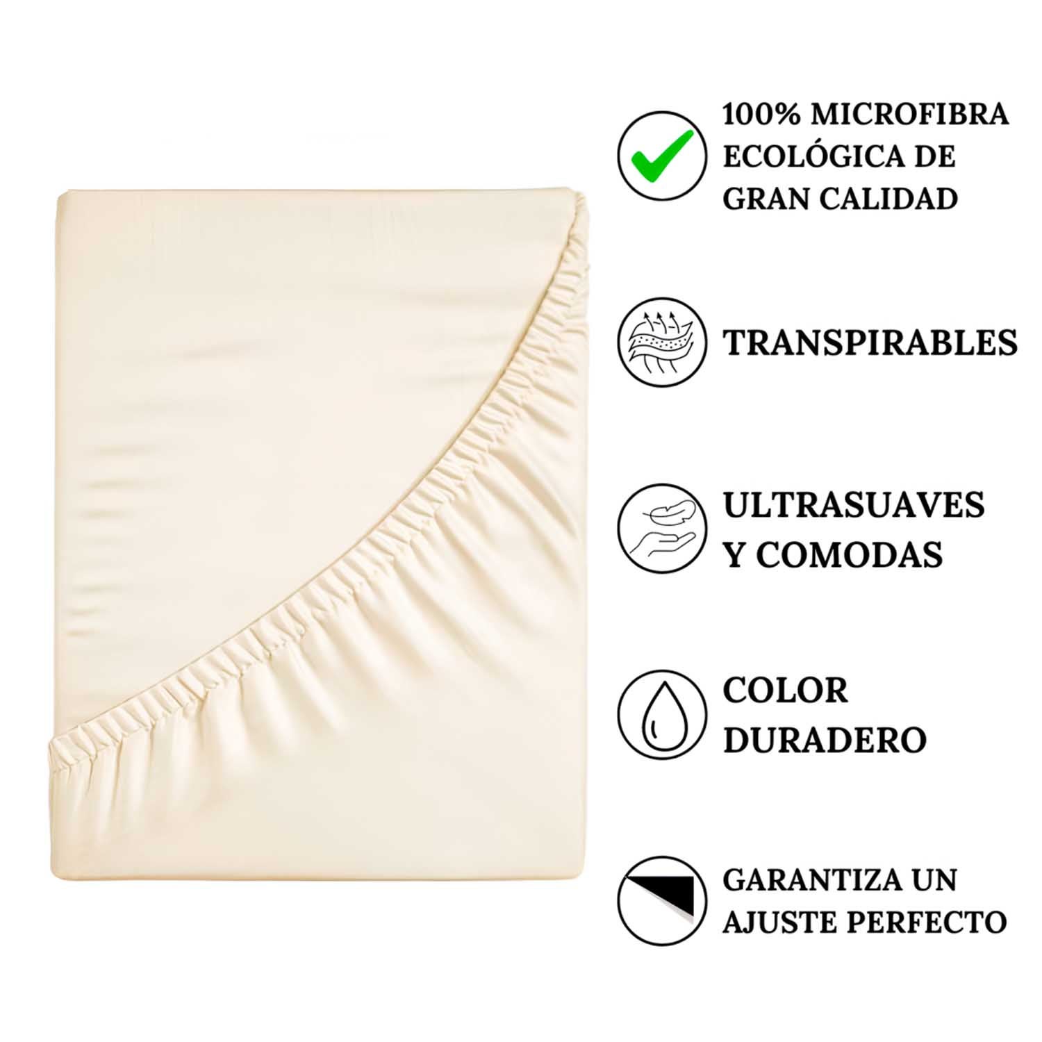 ICEHOME - Lençol de cama 90 - Microfibra Poliéster - PIEDRA - 2