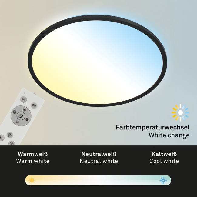 BRILONER Plafoniera LED Piatta 18W 2400 Lm – Retroilluminazione, Temperatura Colore Regolabile 2000K/3000K/4000K, Bianco