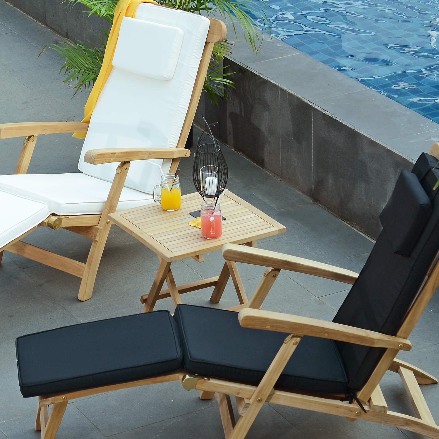 Table basse de jardin carré en Teck Marron - 4