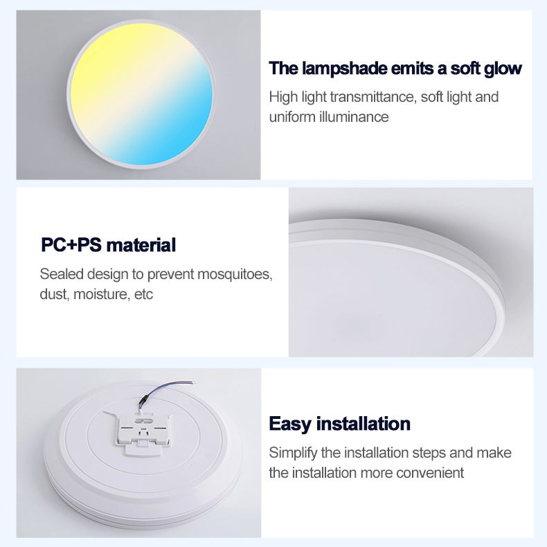 Ściemnialna lampa sufitowa LED z pilotem, Pełnospektralne oświetlenie dachowe LED, Opalowa lampa sufitowa RGB, zmienna barwa, φ37 cm - 9