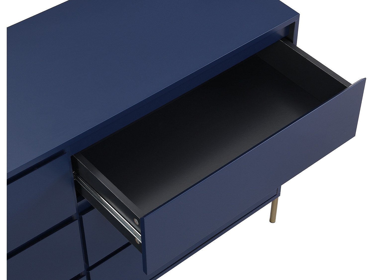 Commode 6 tiroirs - MDF et métal - Bleu laqué et doré - KORASA - 7