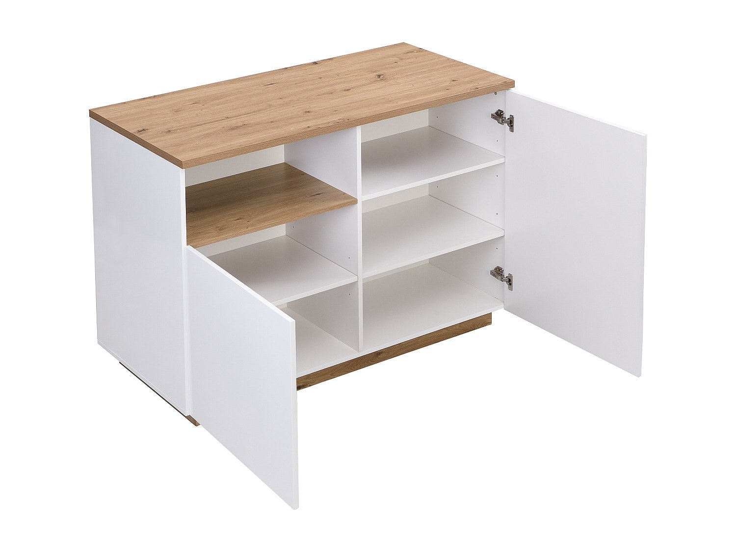 Ilot central de cuisine avec 2 portes et 1 niche en MDF - Naturel et blanc - CORELINA - 4