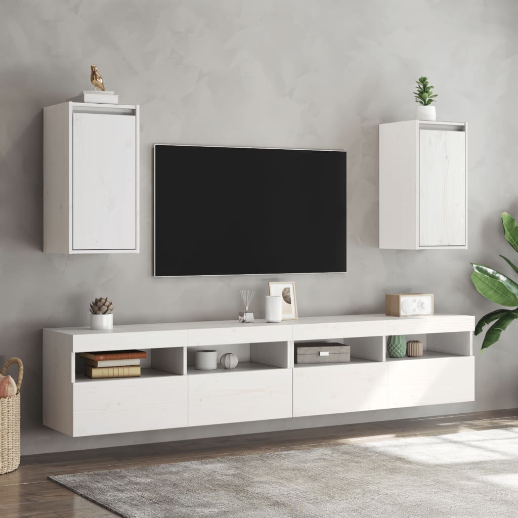 Maison Exclusive - Armario de pared 2 uds madera maciza de pino blanco 30x30x60 cm - 3
