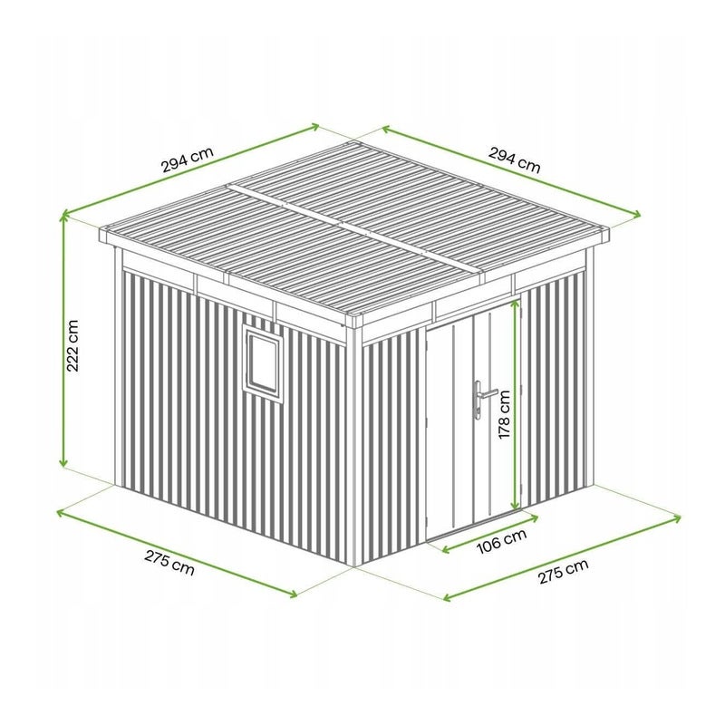 Domek Ogrodowy Hardmaister Narzędziowy Stal OTTAWA Szopa 294x294cm Szary Mocny 1 szt