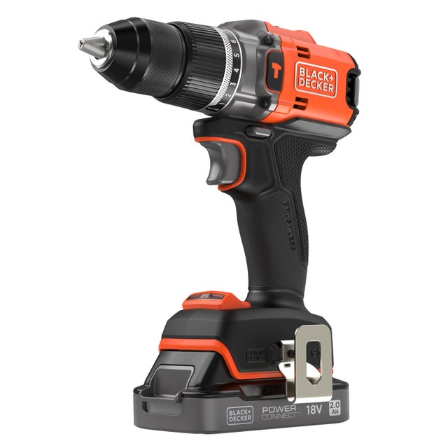 BLACK+DECKER Perceuse Visseuse À Percussion Éco-Responsable 18V Brushless - 2 Batteries 2Ah – En Mallette - BLD683D2XK-QW