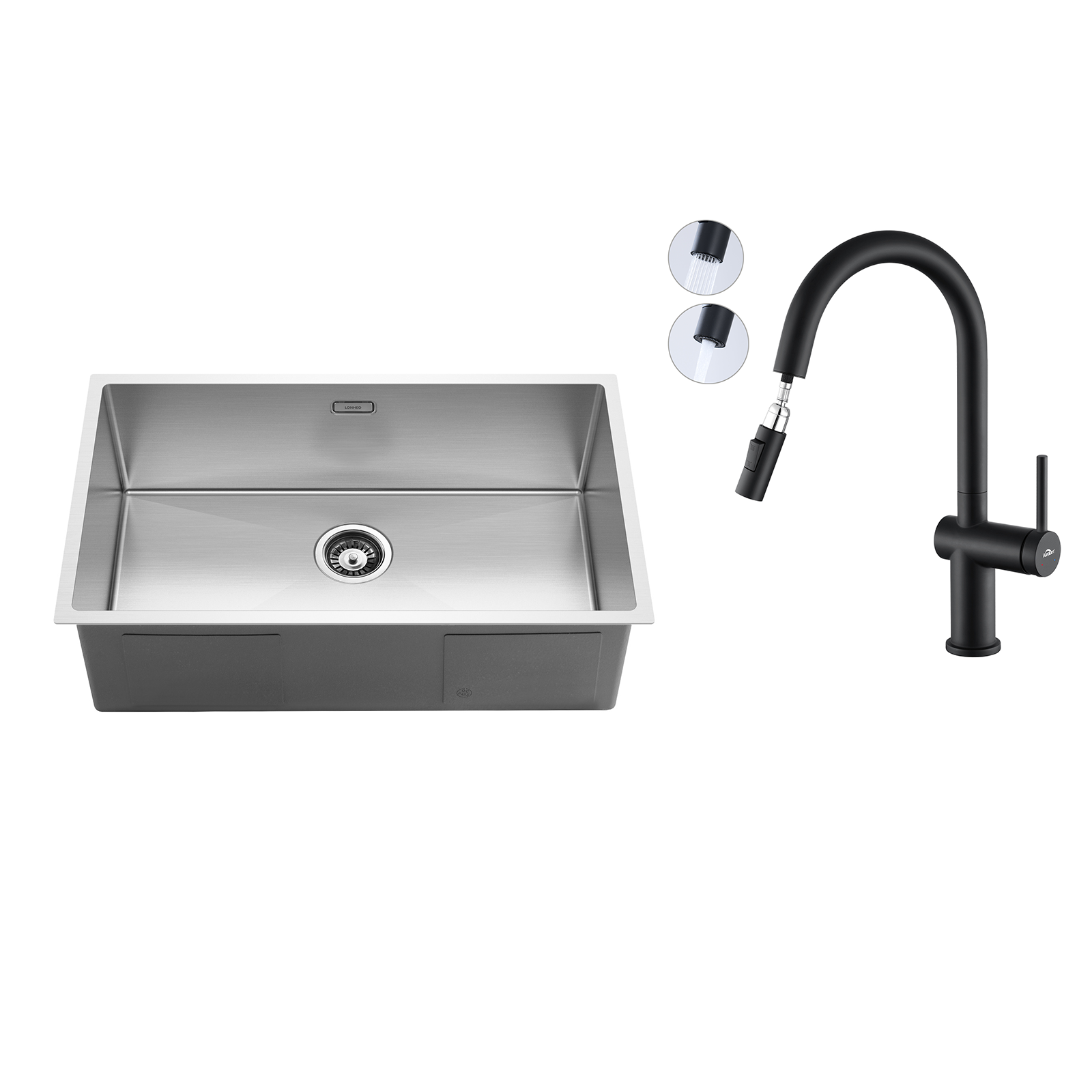 Évier De Cuisine 1 Bac 40x44x19 Cm - Inox Anthracite 304 - Avec Siphon Et Trop-plein - Neuf