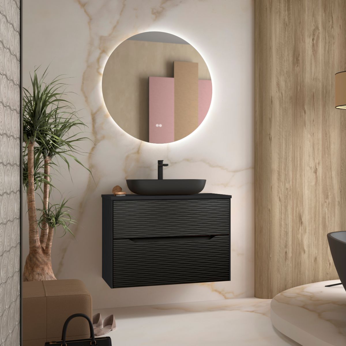Lavabo negro baño hotsell