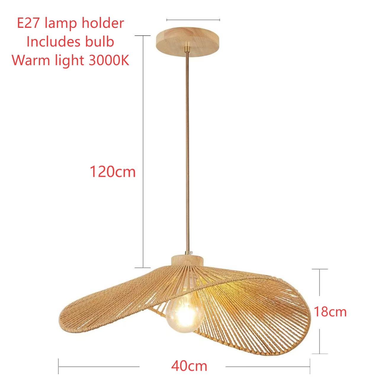 BEAFACE Deux suspensions LED en rotin tressé - 3000K, luminaires décoratifs de style vintage, adaptés à la salle à manger, au salon et à la chambre. - 2