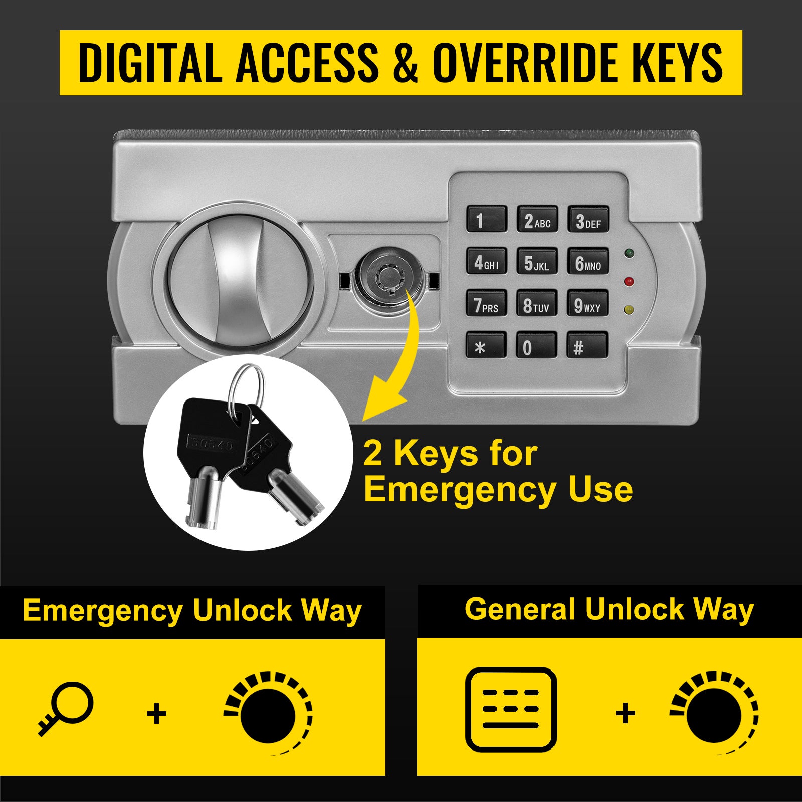 Cassaforte digitale in acciaio al carbonio SucceBuy con 2 chiavi di emergenza Cassaforte per ristorante Casa Hotel Ufficio - 5