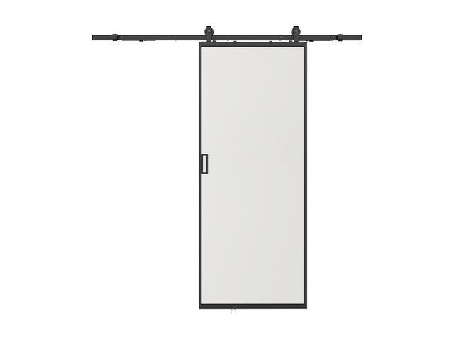 Porte coulissante avec système en applique - aluminium et verre trempé dépoli - H205 x L83 cm - LINCI II