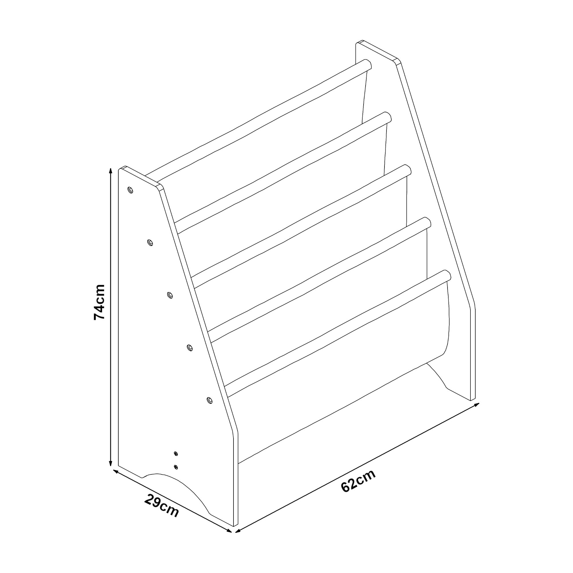 Scaffale 'Fisterra' per Cameretta con 4 Contenitori Morbidi a Scaletta Mobile Porta Libri a Misura di Bimbi - Decorazione Dinosauro [en.casa] - 2
