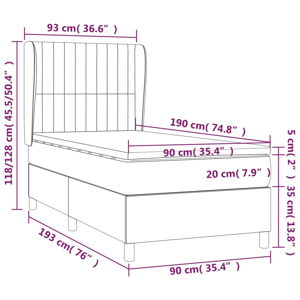 Maison Exclusive - Sommier à lattes de lit avec matelas Noir 90x190 cm Tissu - 7