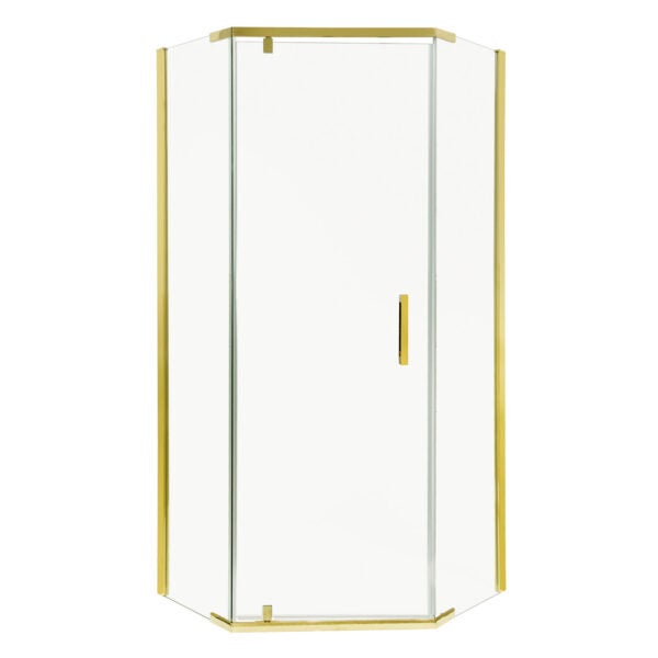 Kabina prysznicowa Kora 90 drzwi uchylne pięciokątna profile złote szkło 6 mm KERRA