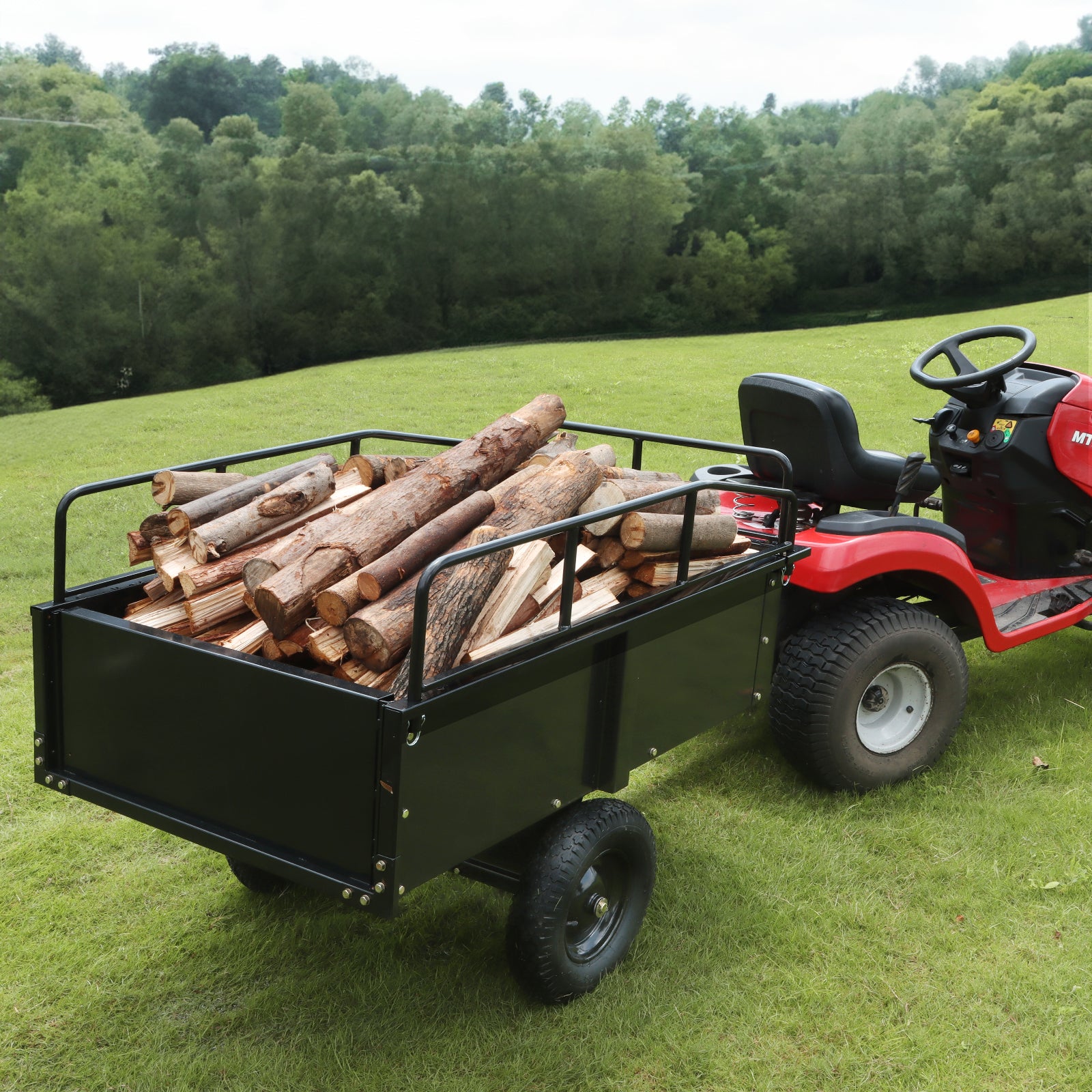 Carrello Rimorchio per Carichi Pesanti in Acciaio, Cassone di Trasporto da Giardino con Lati Rimovibili Portata max. 340kg ca. Carrello per Trat VEVOR - 8