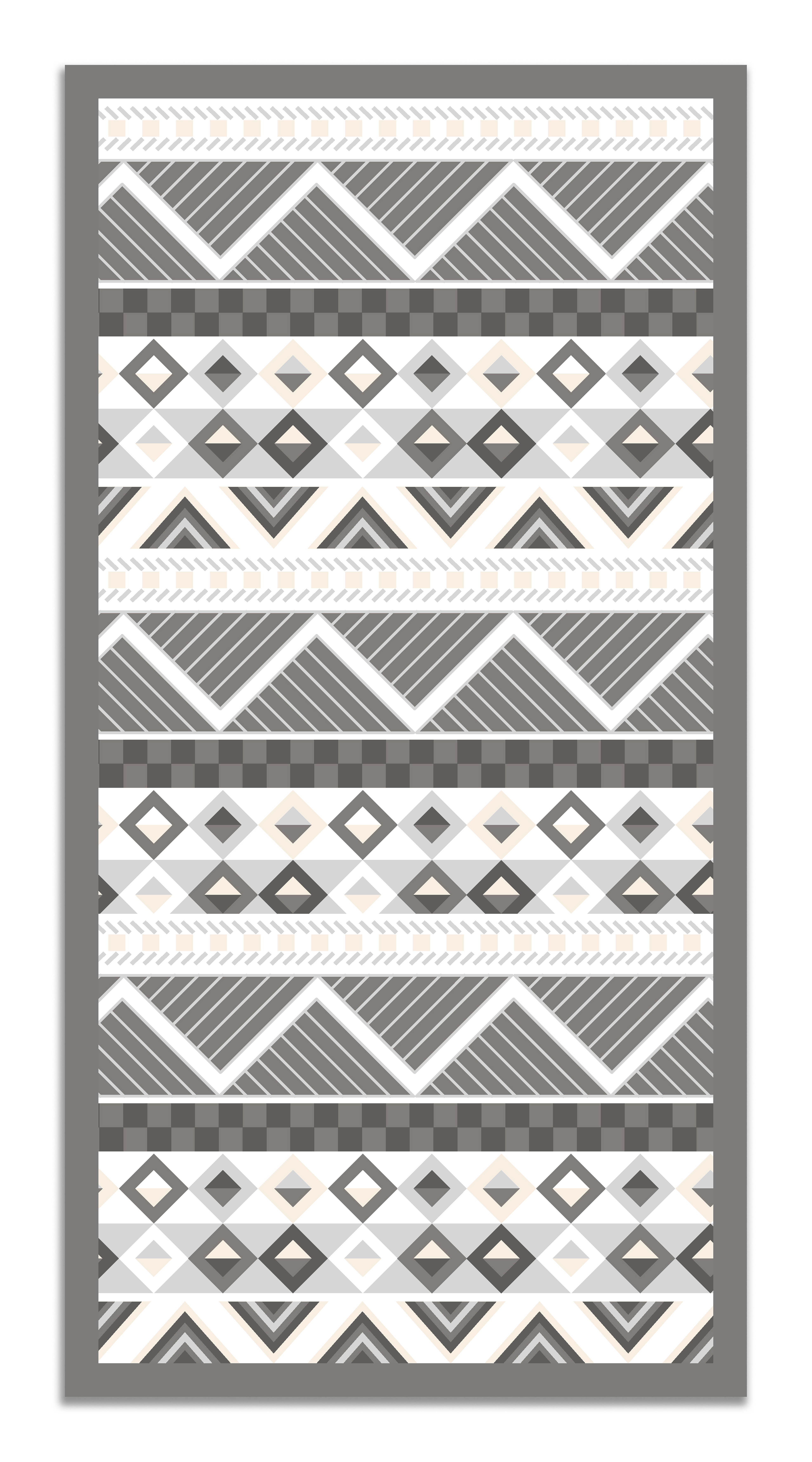 Panorama alfombra vinílica azteca color gris 60x110 cm - alfombra cocina vinilo - alfombra salón antideslizante, antihongos e ignífuga