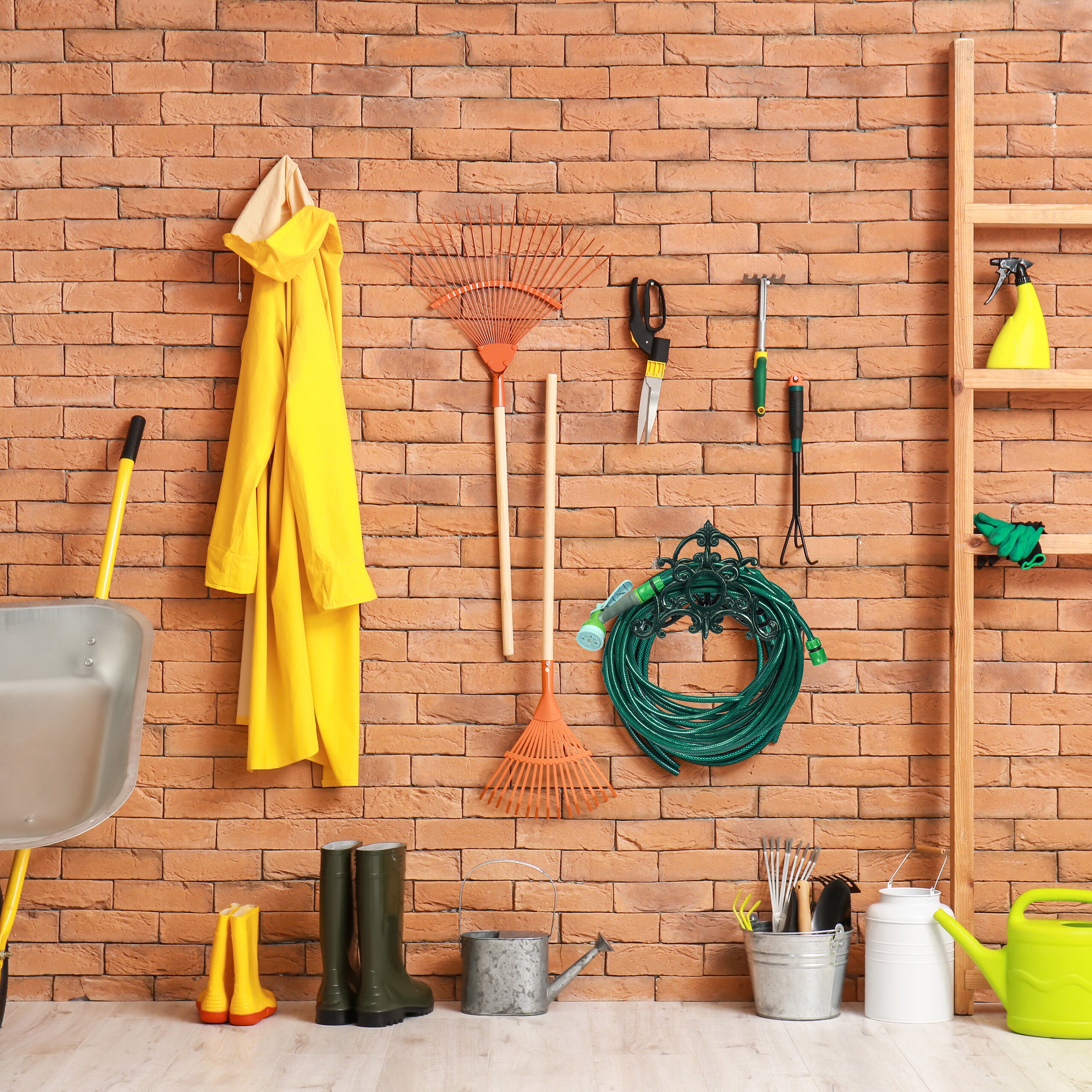 Soporte manguera pared, colgador mangueras estilo retro, 24,5 x 31,5 x 15,5 cm, hierro fundido, verde, Relaxdays - 5