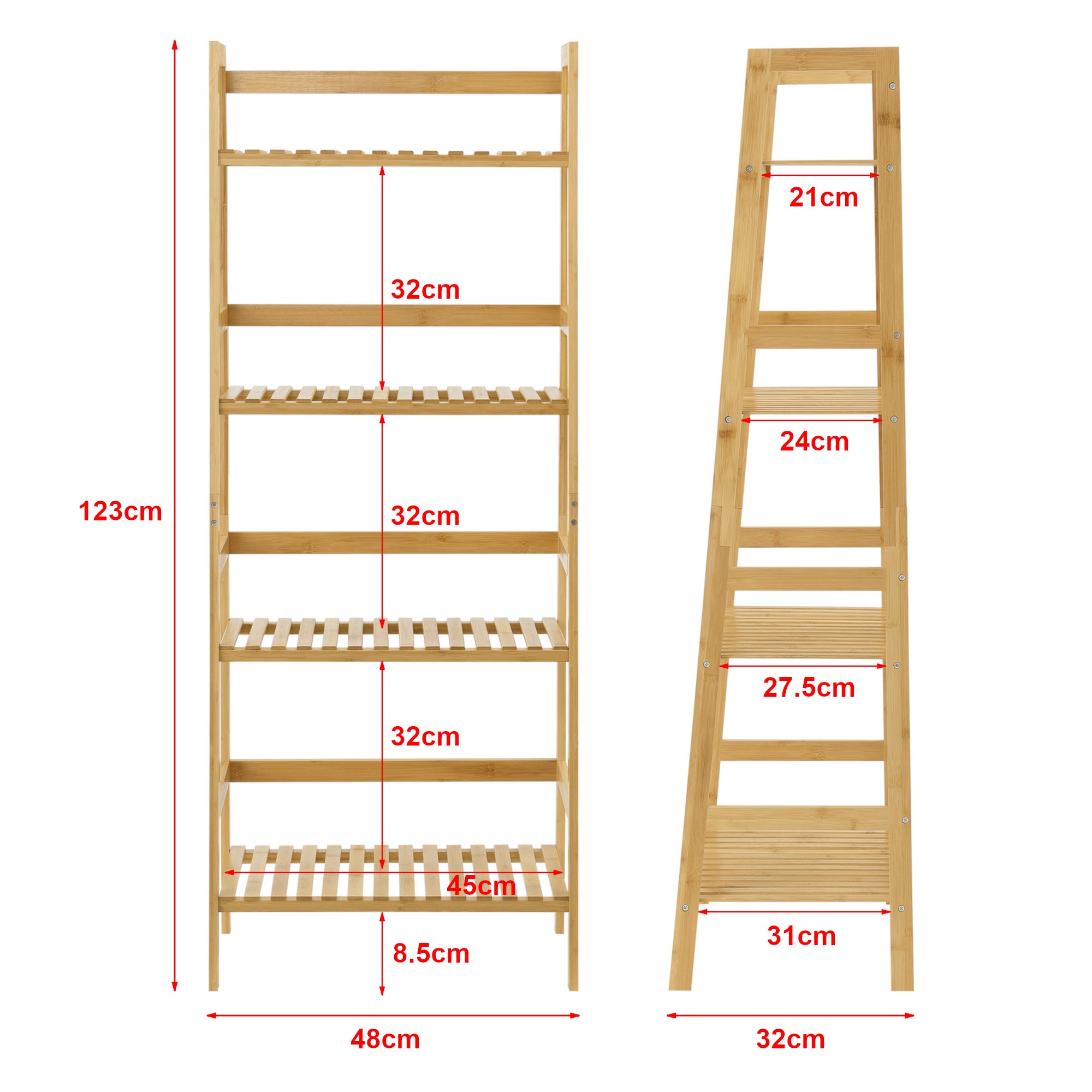 Scaffale a Scala Vinje con 4 Ripiani - Bambù Naturale [en.casa] - 3