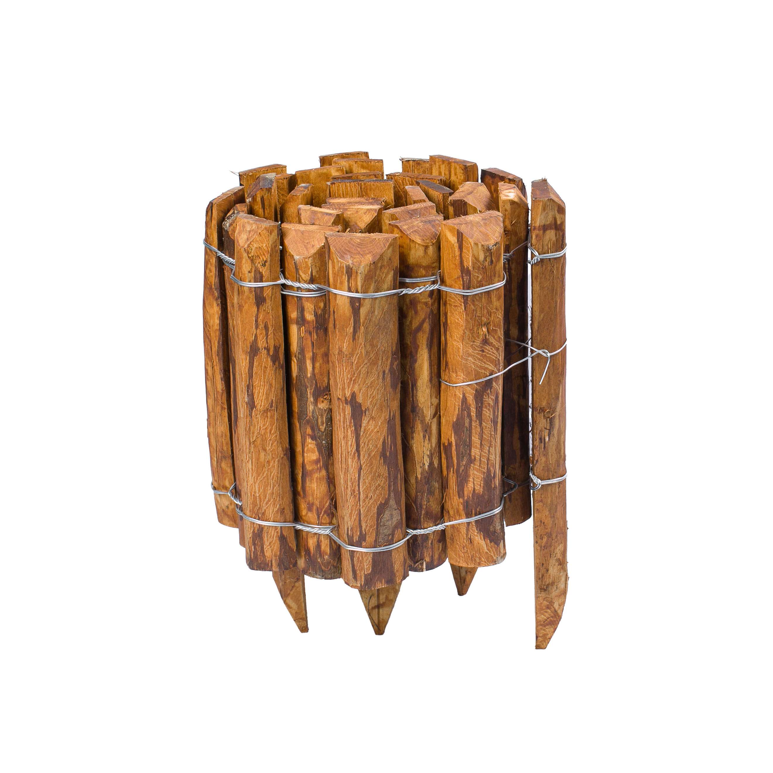 BOGATECO Bordure Enroulable en Noisetier Brun - Hauteur 35 cm - Longueur 300 cm - Demi-Palissade de Jardin Imprégnée à Planter - 3