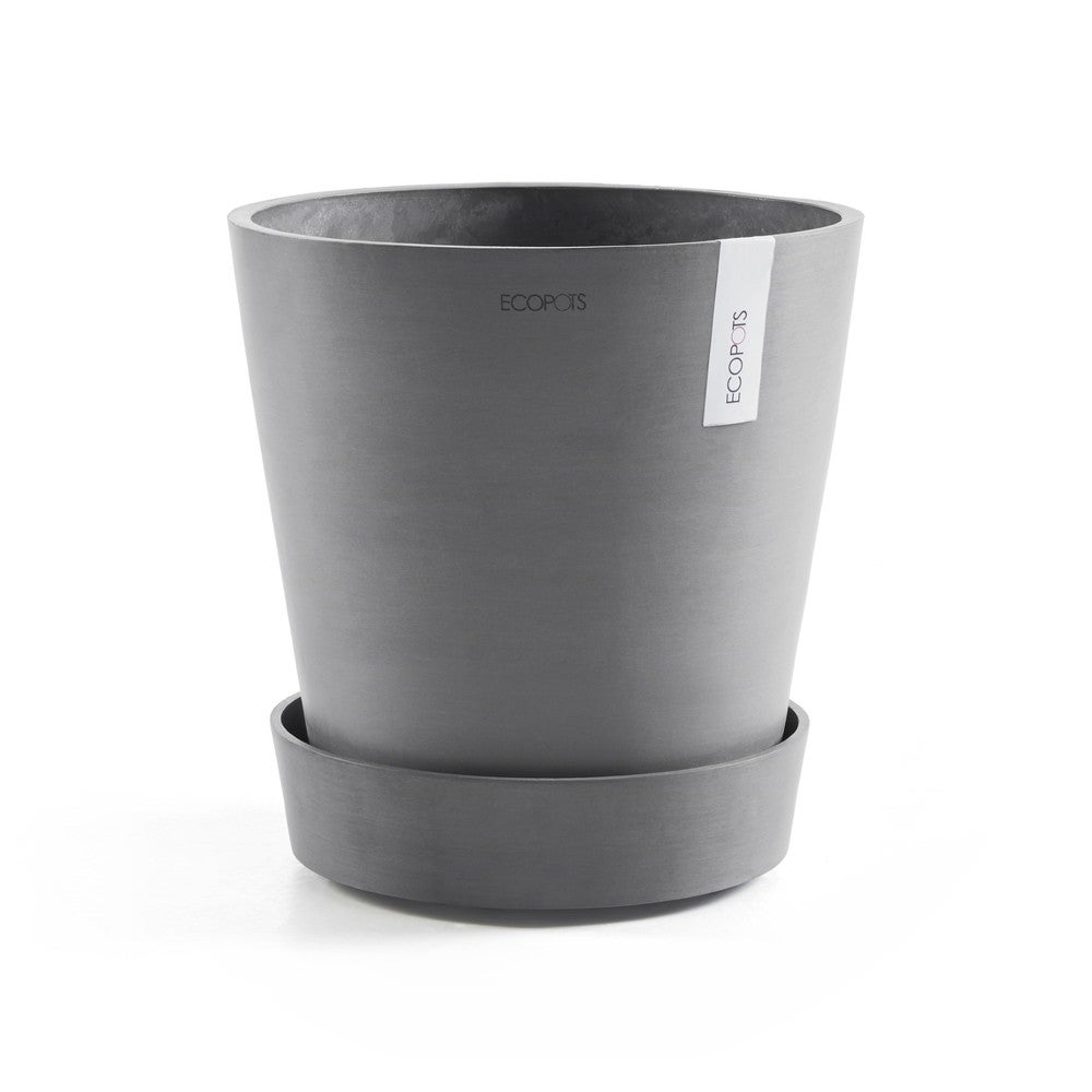 Ecopots Spodek Kółka Szary - Ø wewnętrzna dna 31 cm / Ø zewnętrzna 34,1 x wys. 9 cm - 2