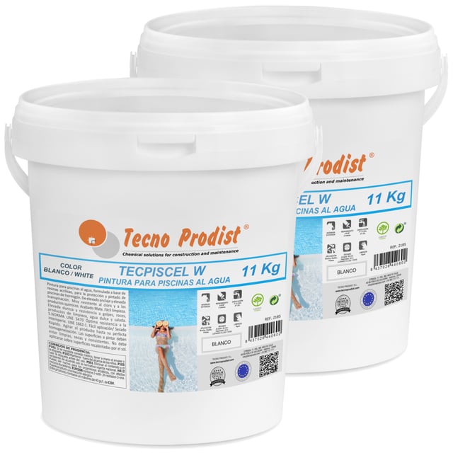TECPISCEL W Peinture à l'eau pour piscines (11 +11 Kg BLANC) - Haute résistance et durabilité - Haut pouvoir couvrant, flexibilité, adhérence